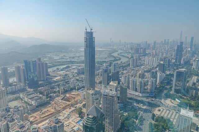 TOP OF THE DIWANG BUILDING SEE SHENZHEN SKYLINE in Shenzhen, China