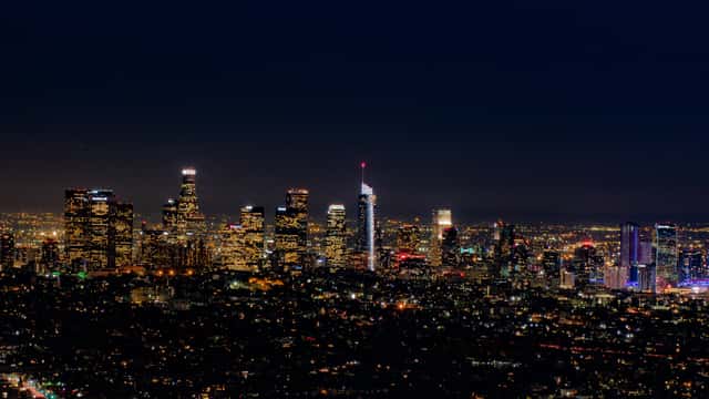 Downtown Los Angeles at Night in Los Angeles, United States