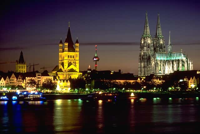 CologneSkylineAtNight in Cologne, Germany