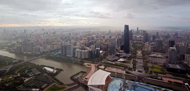 Guangzhou dusk panorama in Guangzhou, China