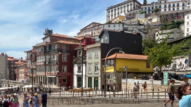 Colorful Ribeira Facades and Hillside Views, Porto, Portugal in Porto, Portugal