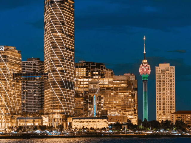 Colombo city skyline at night in Colombo, Sri Lanka
