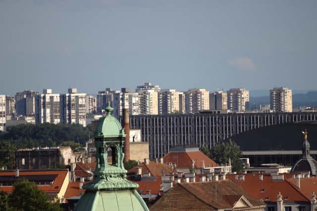 Záhřeb, Uspinjača, pohled k sídlišti in Zagreb, Croatia
