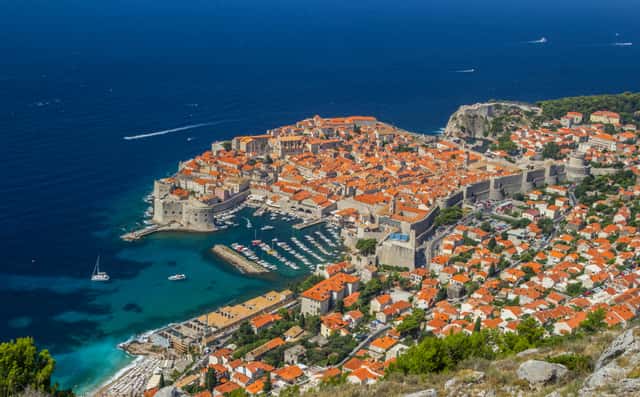 The walls of the fortress and View of the old city. panorama in Dubrovnik, Croatia