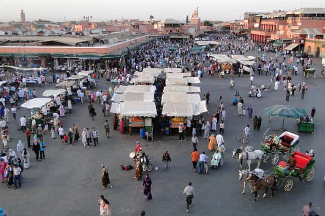 View over Djermaa el-Fna (Central Square) - Medina (Old City) - Marrakesh - Morocco in Marrakesh, Morocco