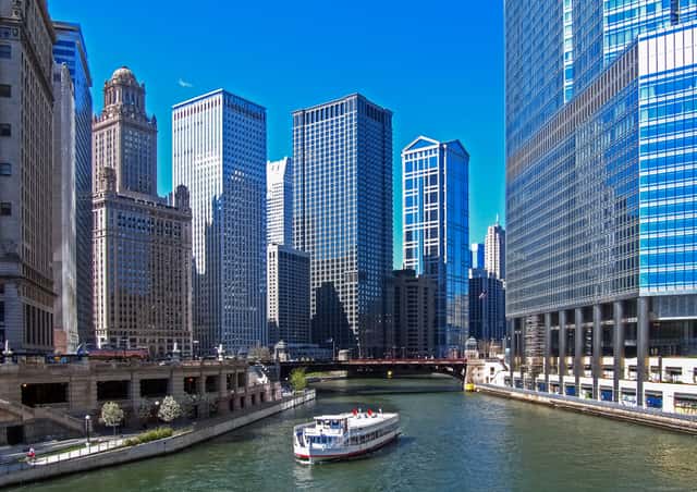 Chicago River ferry b in Chicago, United States