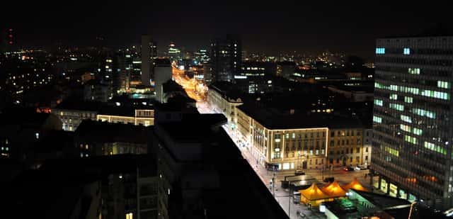 Ljubljana - night skyline in Ljubljana, Slovenia